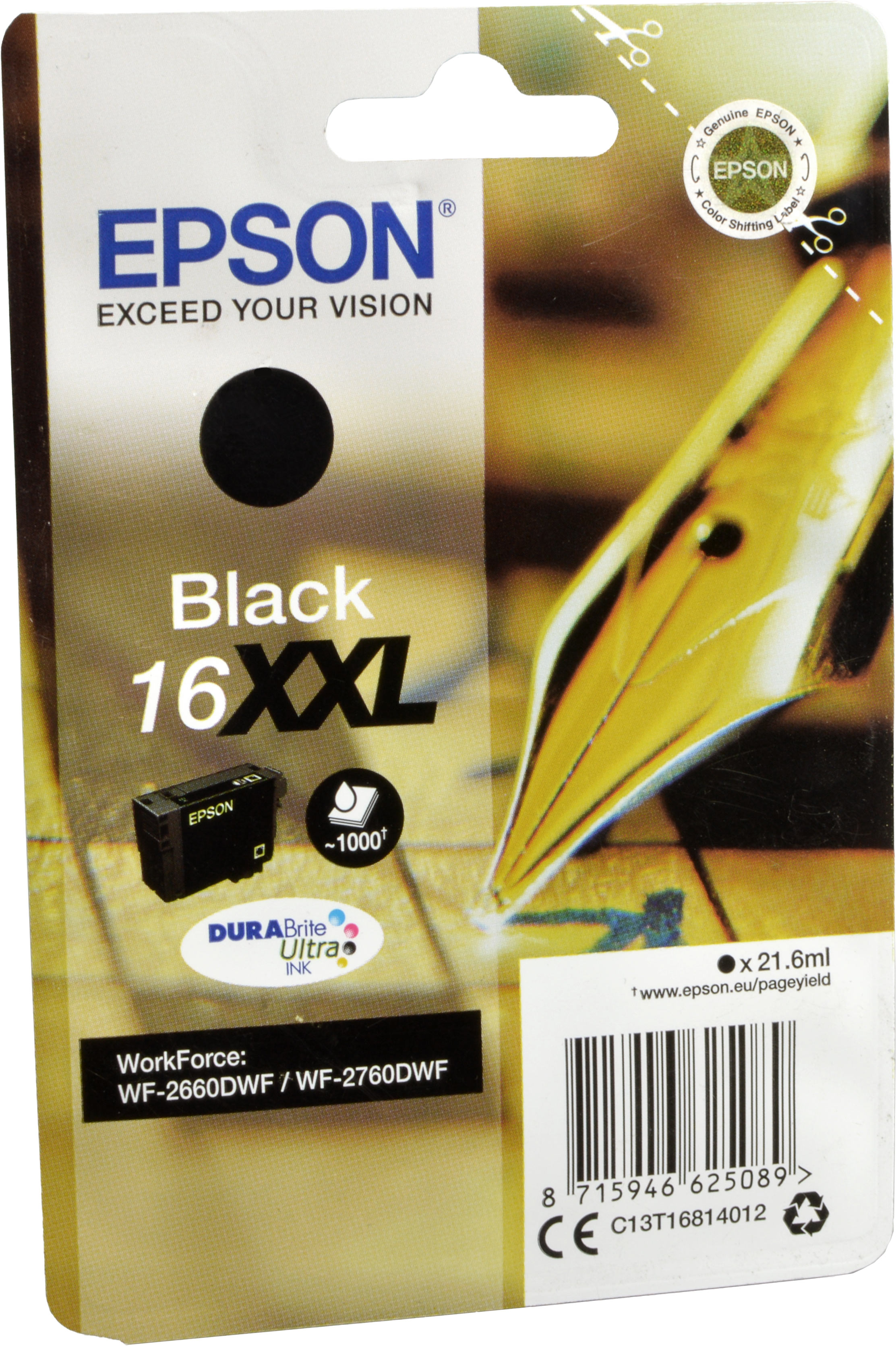 Epson Tinte C13T16814012  Black 16XXL  schwarz