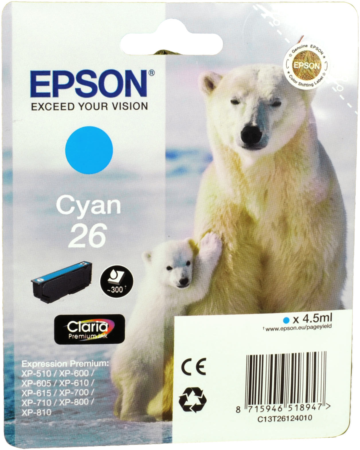 Epson Tinte C13T261240 cyan 26