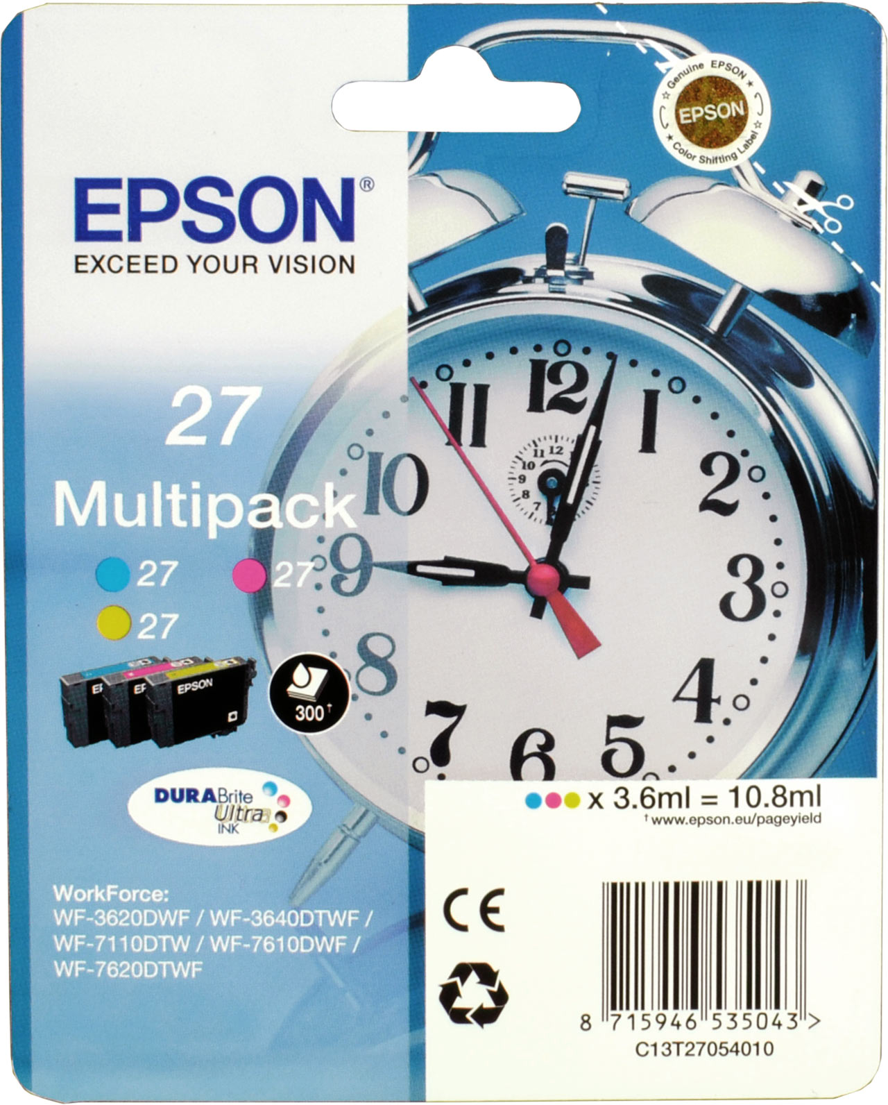 3 Epson Tinten C13T27054012 No 27  3-farbig
