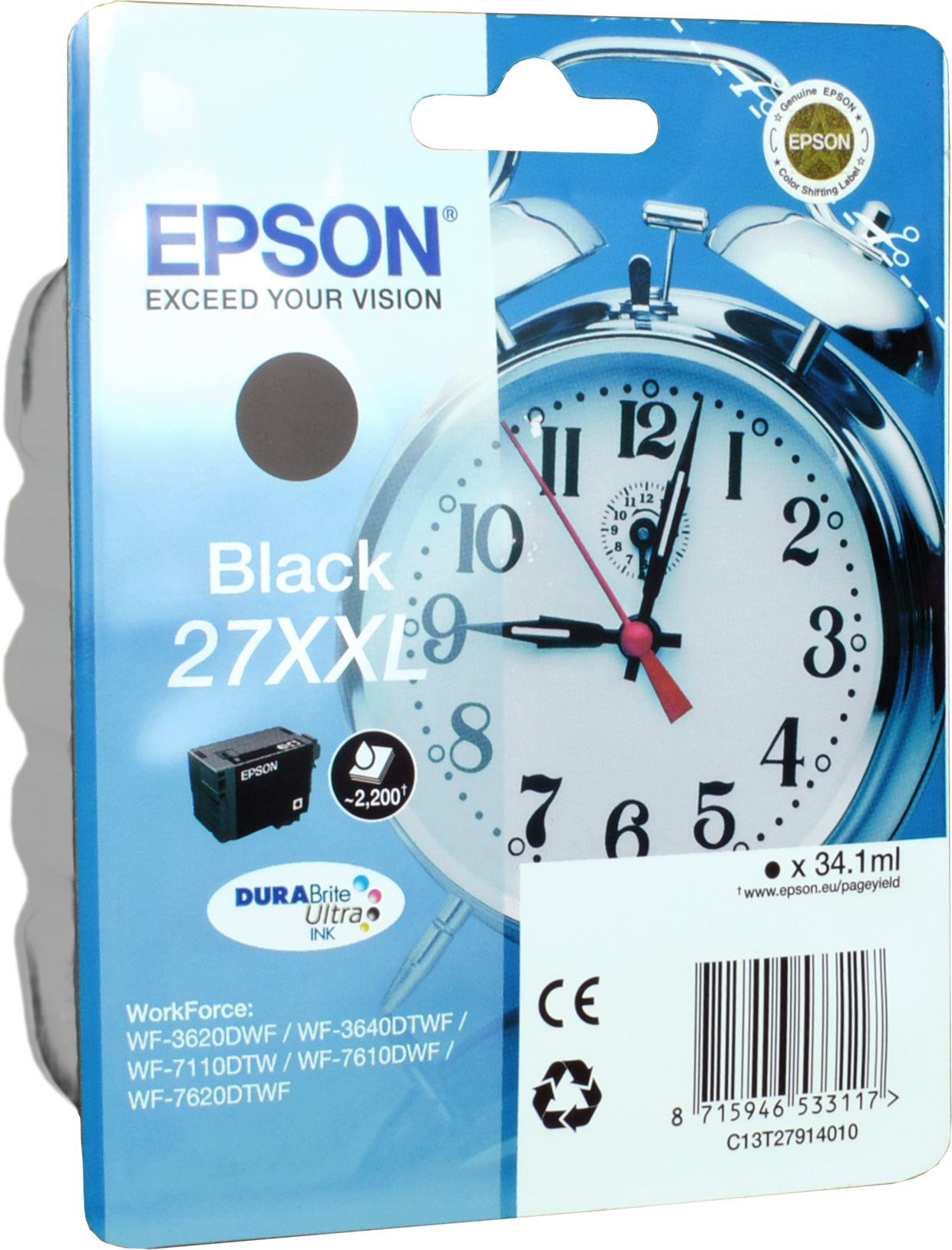 Epson Tinte C13T27914012 Black 27XXL  schwarz