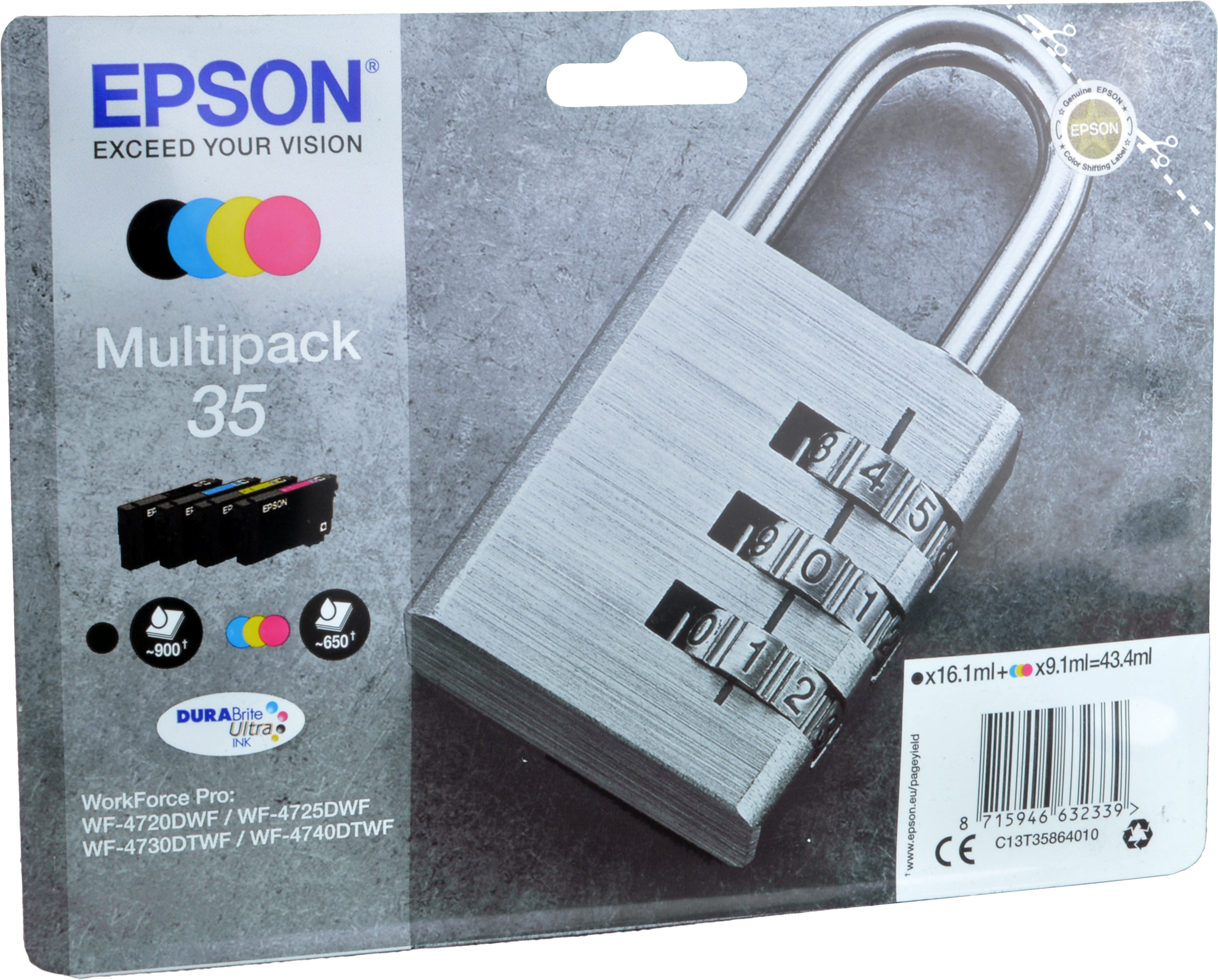 4 Epson Tinten C13T358640 Multipack KCMY 35