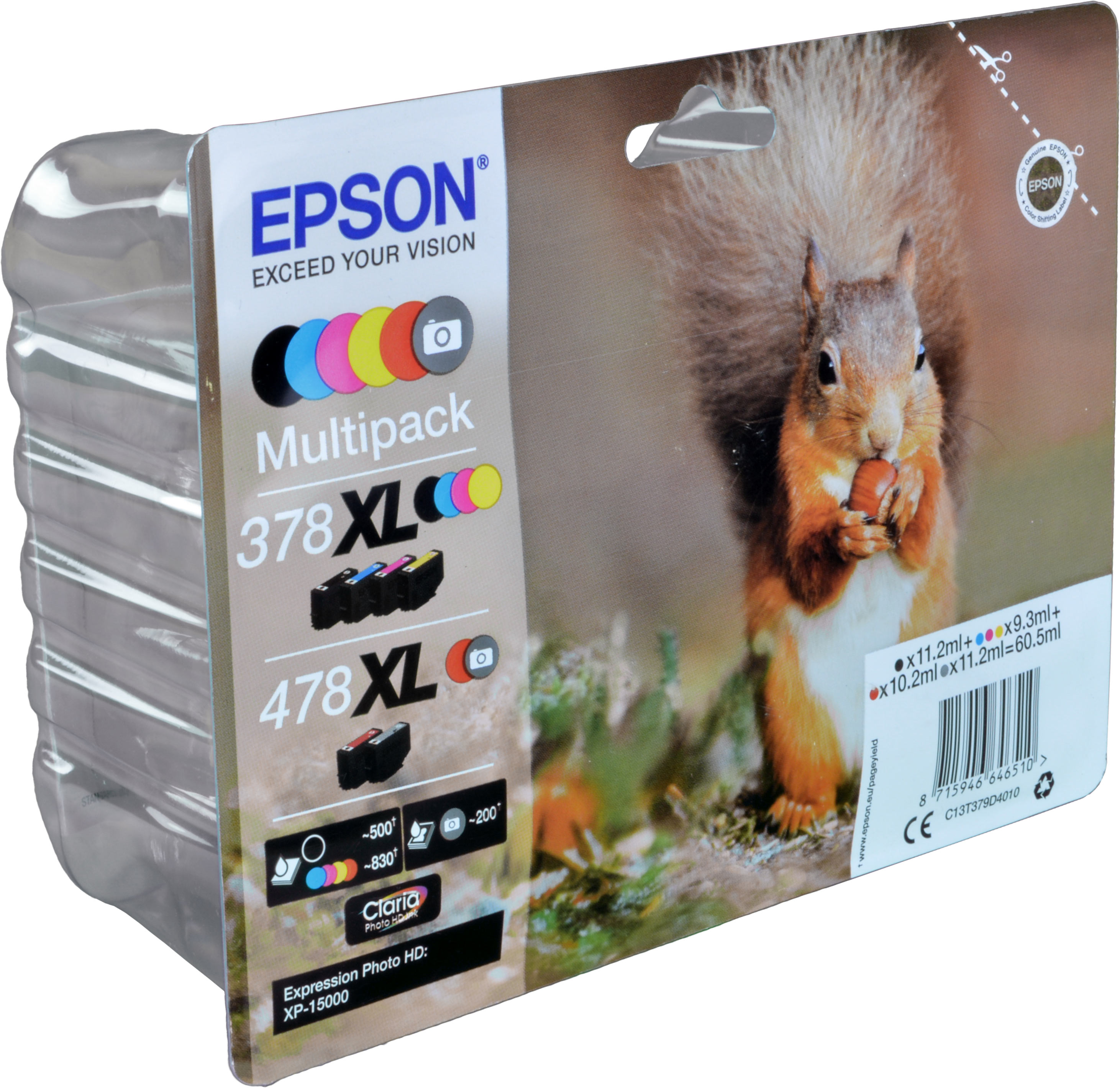 6 Epson Tinten C13T379D4010 Multipack 378XL/478XL  6-farbig