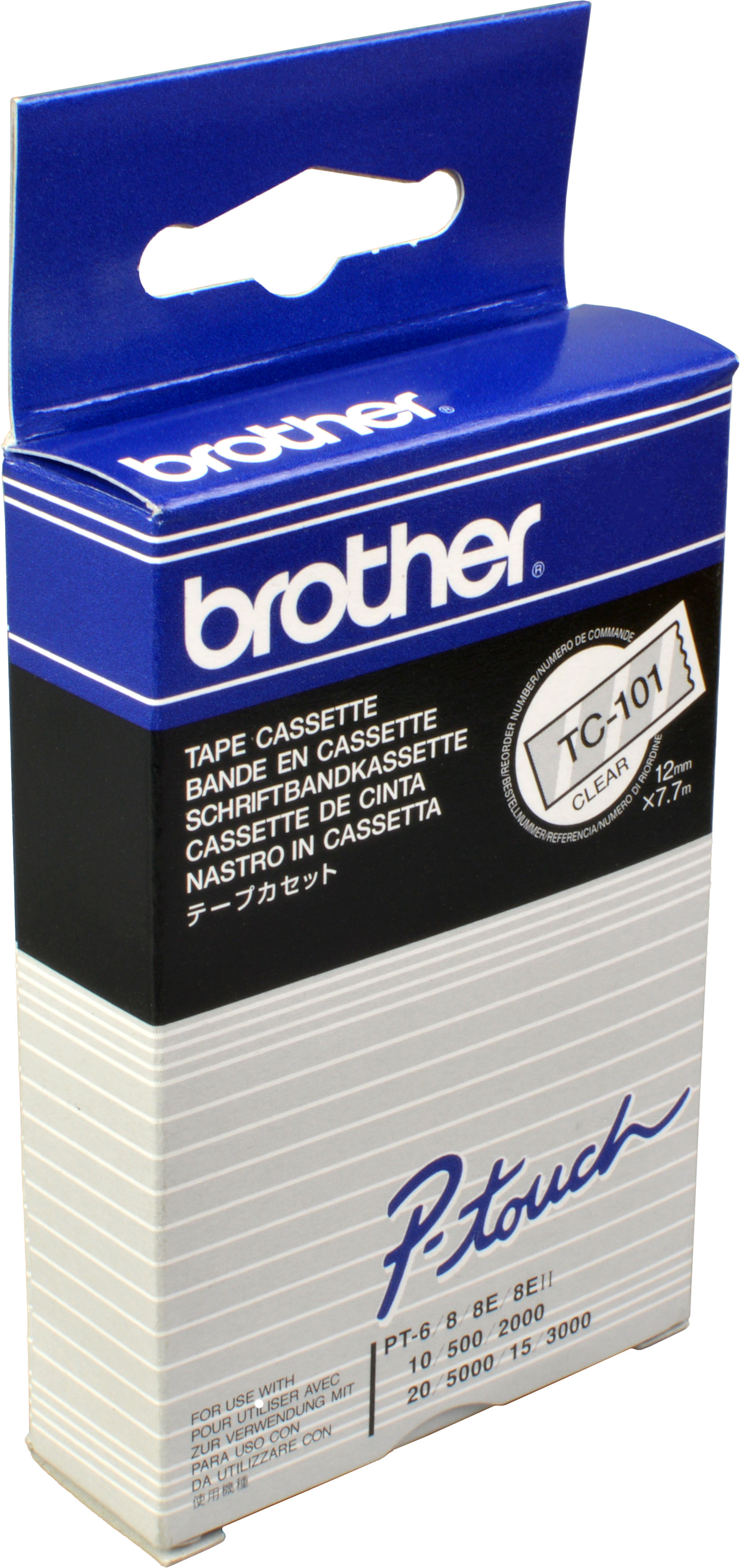 Brother P-Touch Band TC-101 schwarz auf transparent 12mm / 7,7m