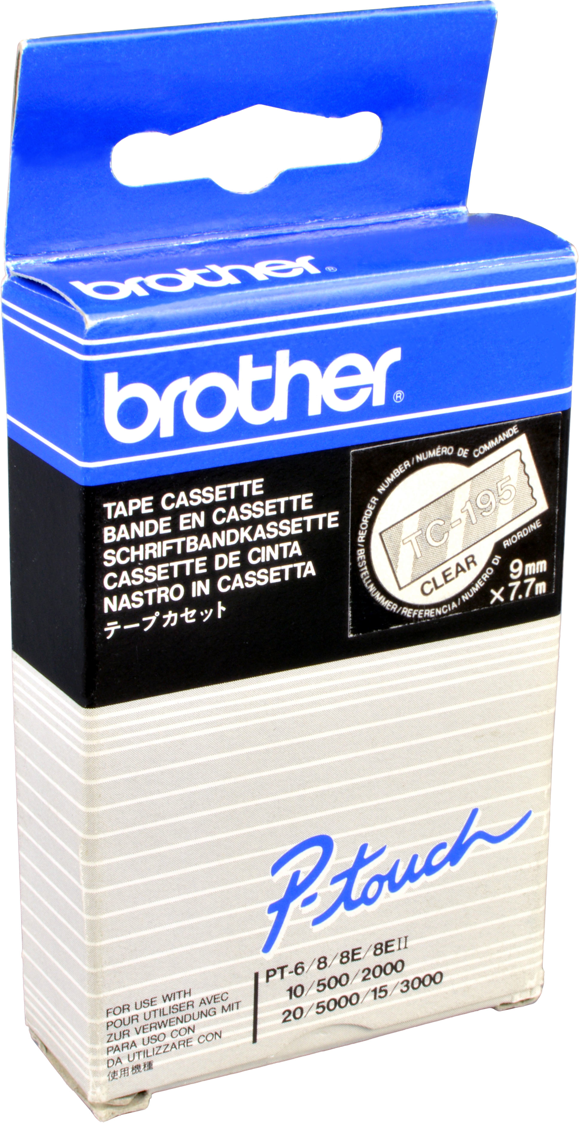 Brother P-Touch Band TC-195  weiß auf transparent  9mm / 7,7m
