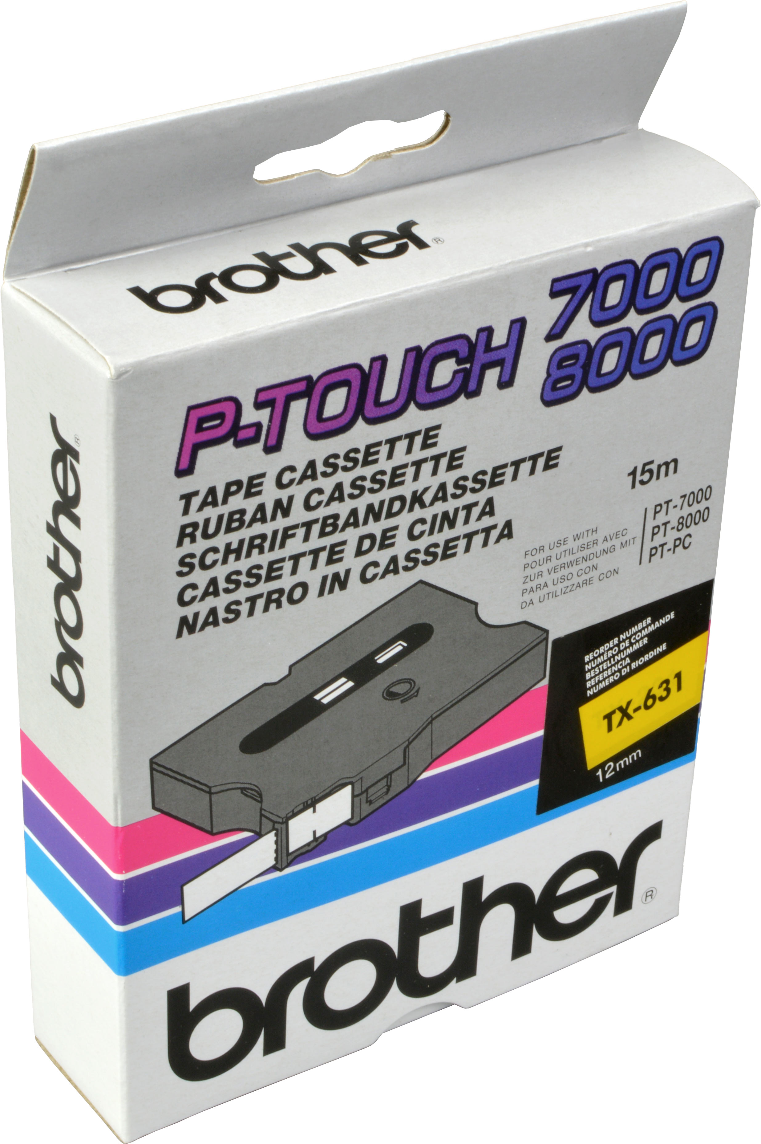 Brother P-Touch Band TX-631  schwarz auf gelb  12mm / 15m  laminiert