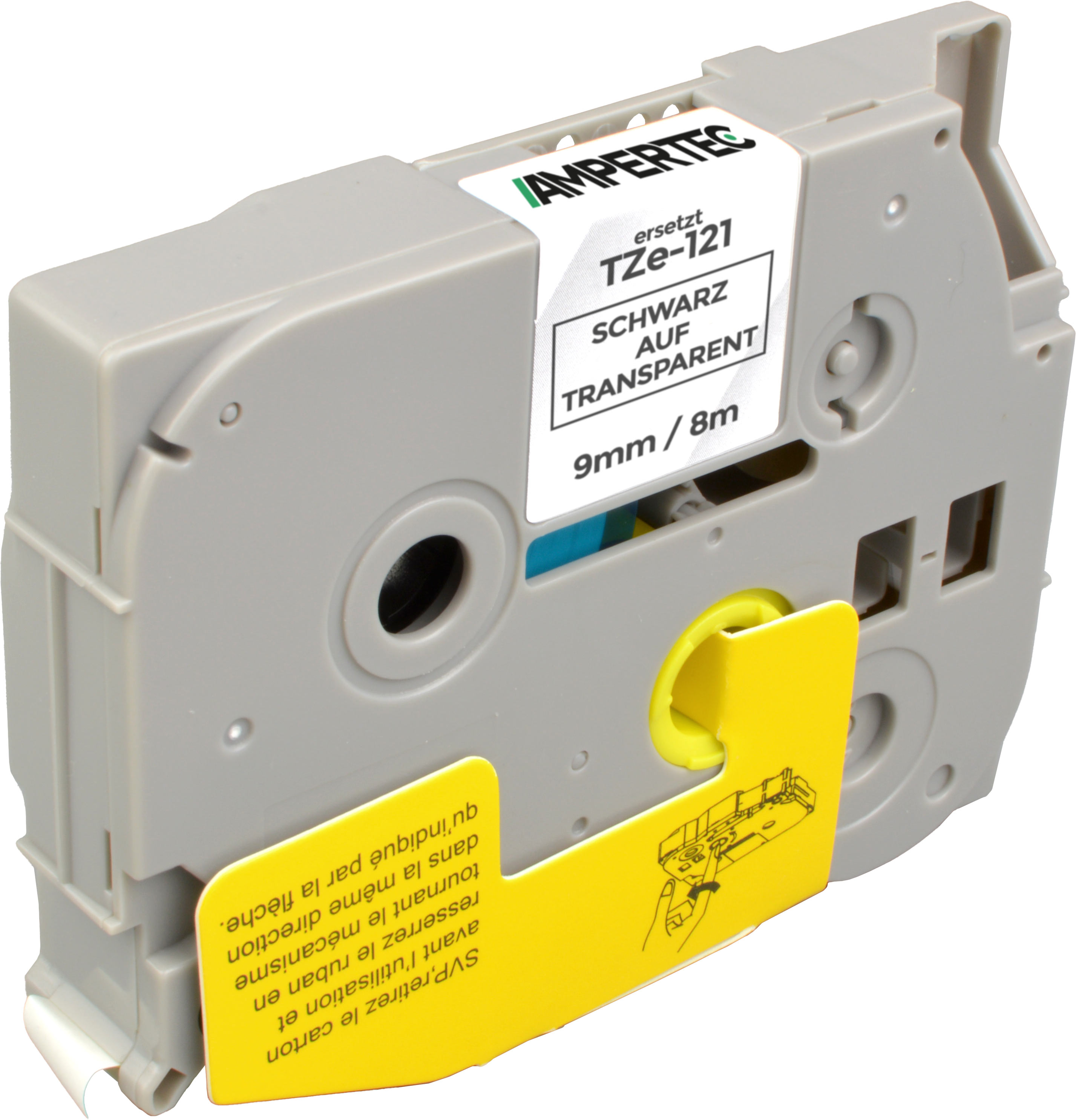 4260451666040 - P-Touch Band kompatibel zu TZe-121  schwarz auf transparent  9mm   8m