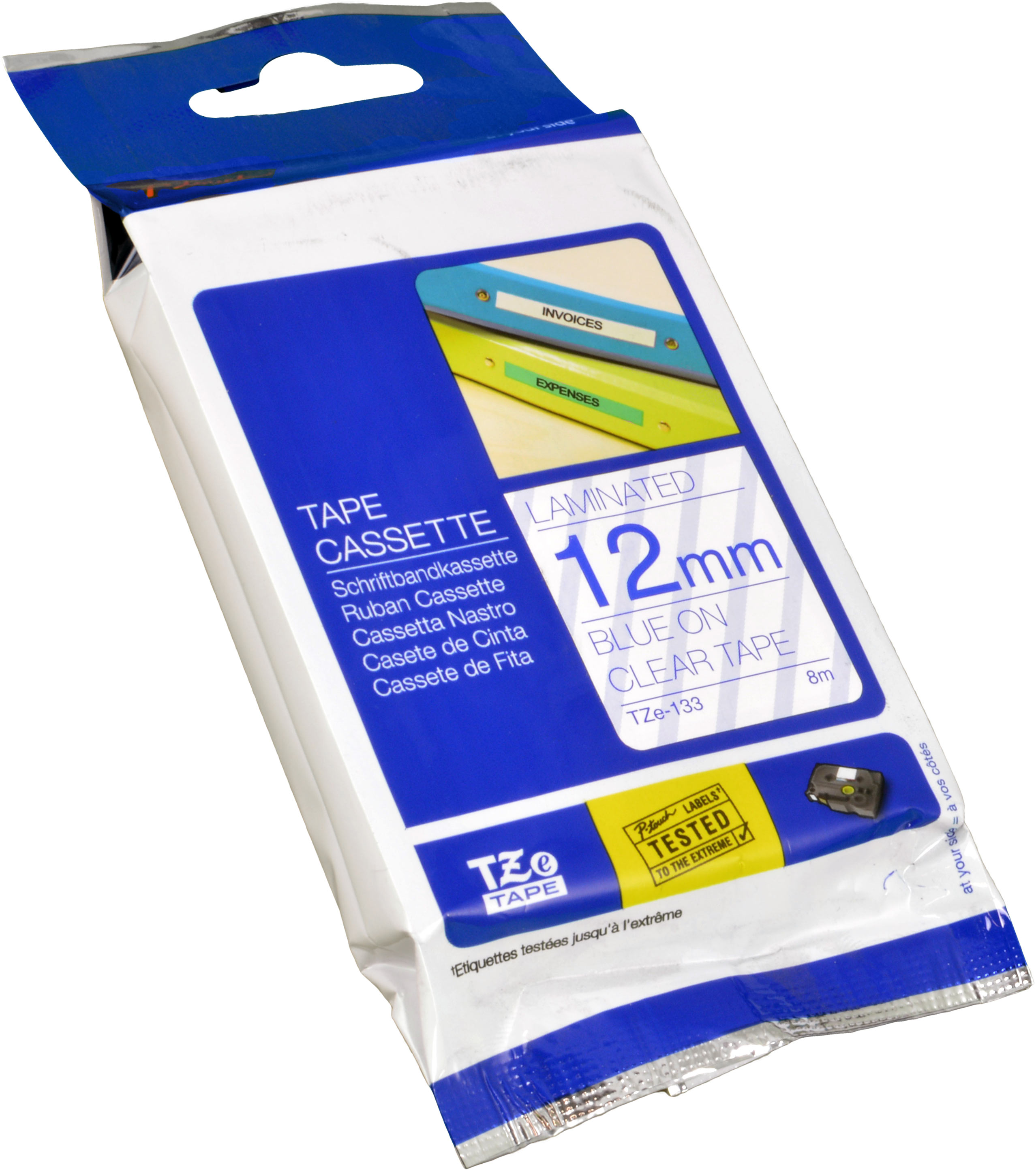 Brother P-Touch Band TZe-133  blau auf transparent  12mm / 8m
