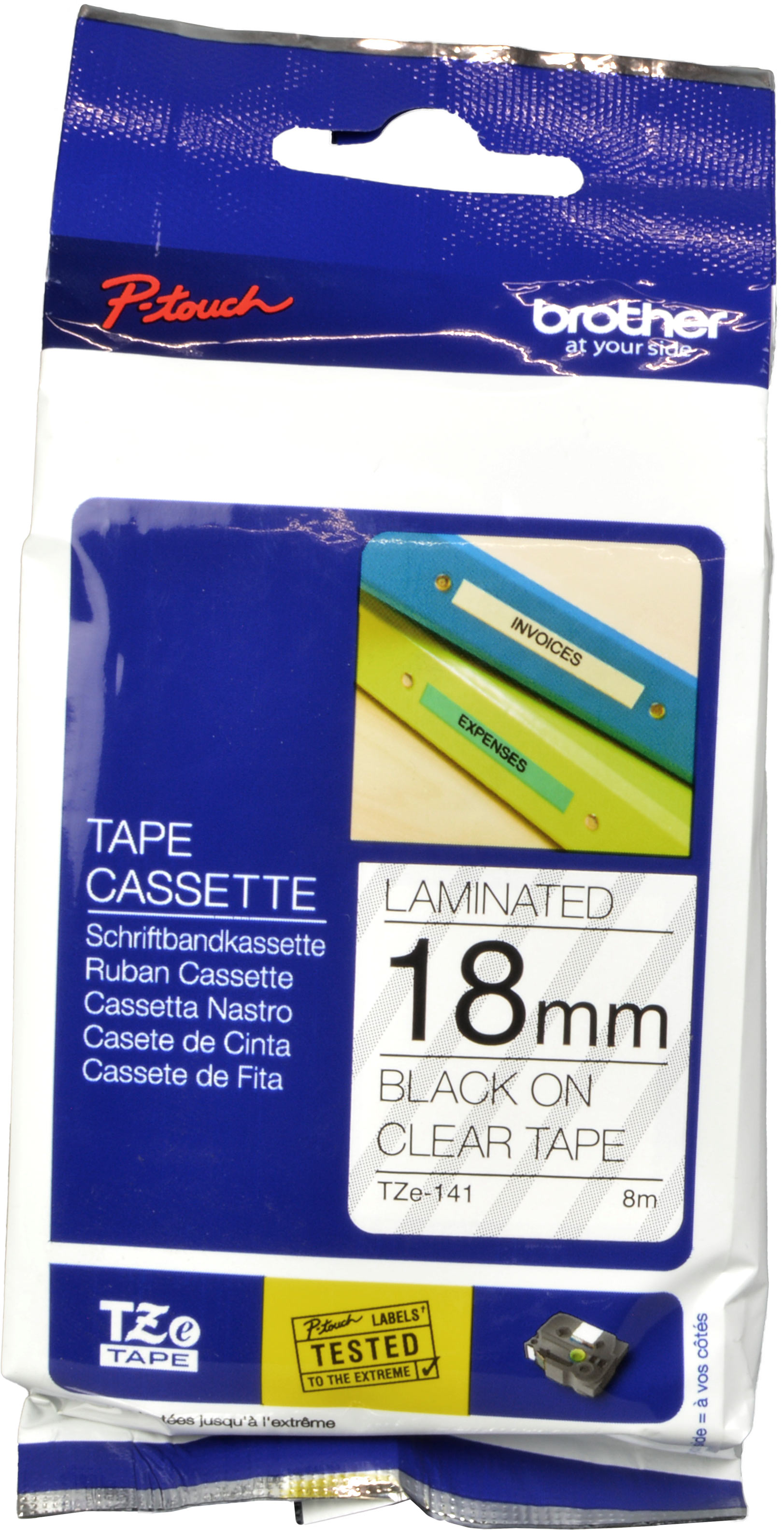 Brother P-Touch Band TZe-141  schwarz auf transparent  18mm / 8m