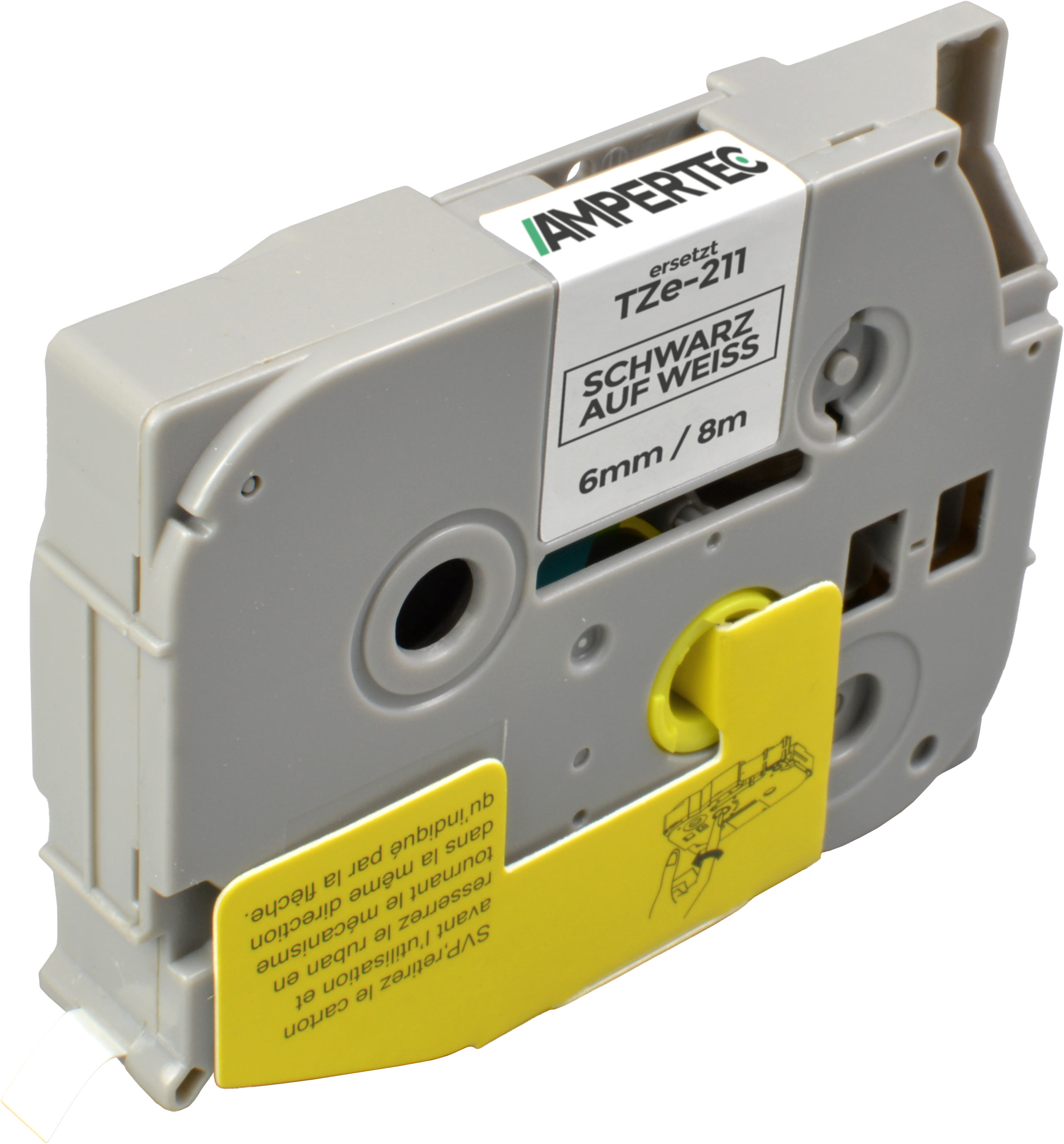 4260628999766 - P-Touch Band kompatibel zu TZe-211  schwarz auf weiß  6mm   8m