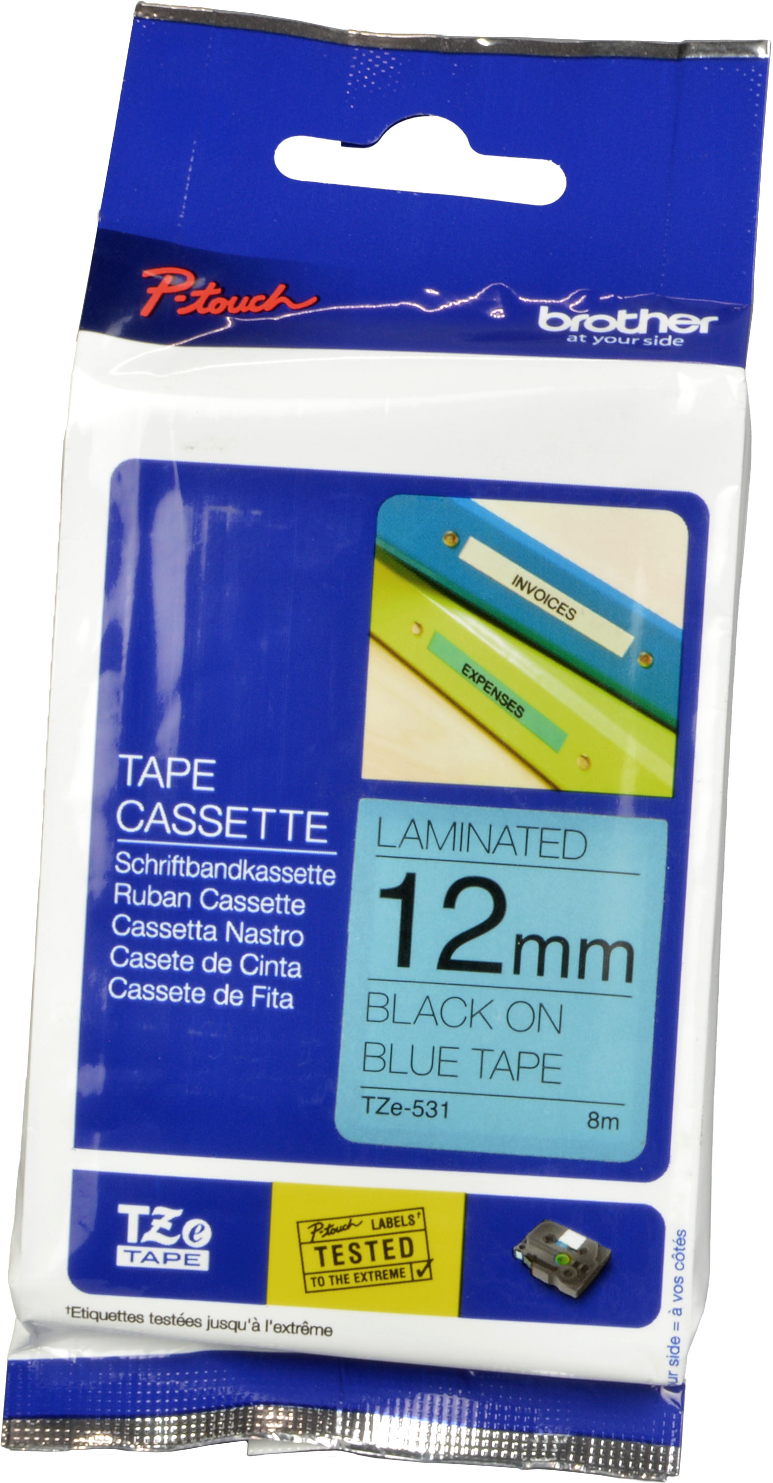 Brother P-Touch Band TZe-531 schwarz auf blau 12mm / 8m laminiert