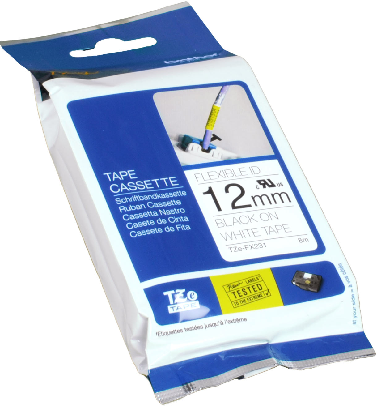 Brother P-Touch Band TZe-FX231 schwarz auf weiß 12mm / 8m flexibel
