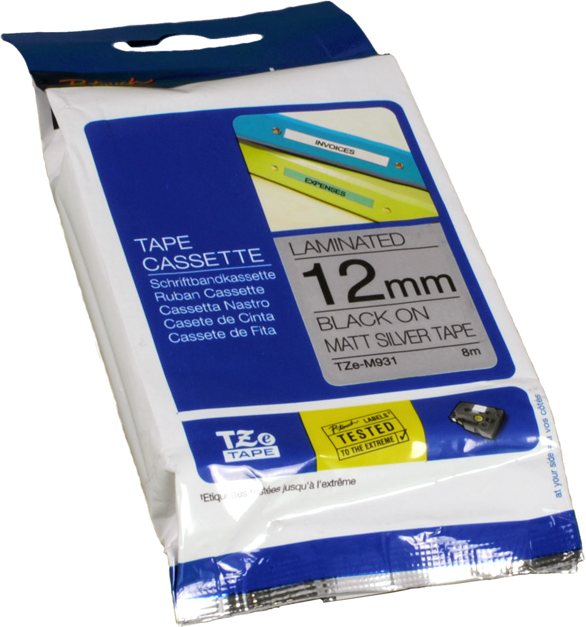 Brother P-Touch Band TZe-M931 schwarz auf silber matt 12mm / 8m