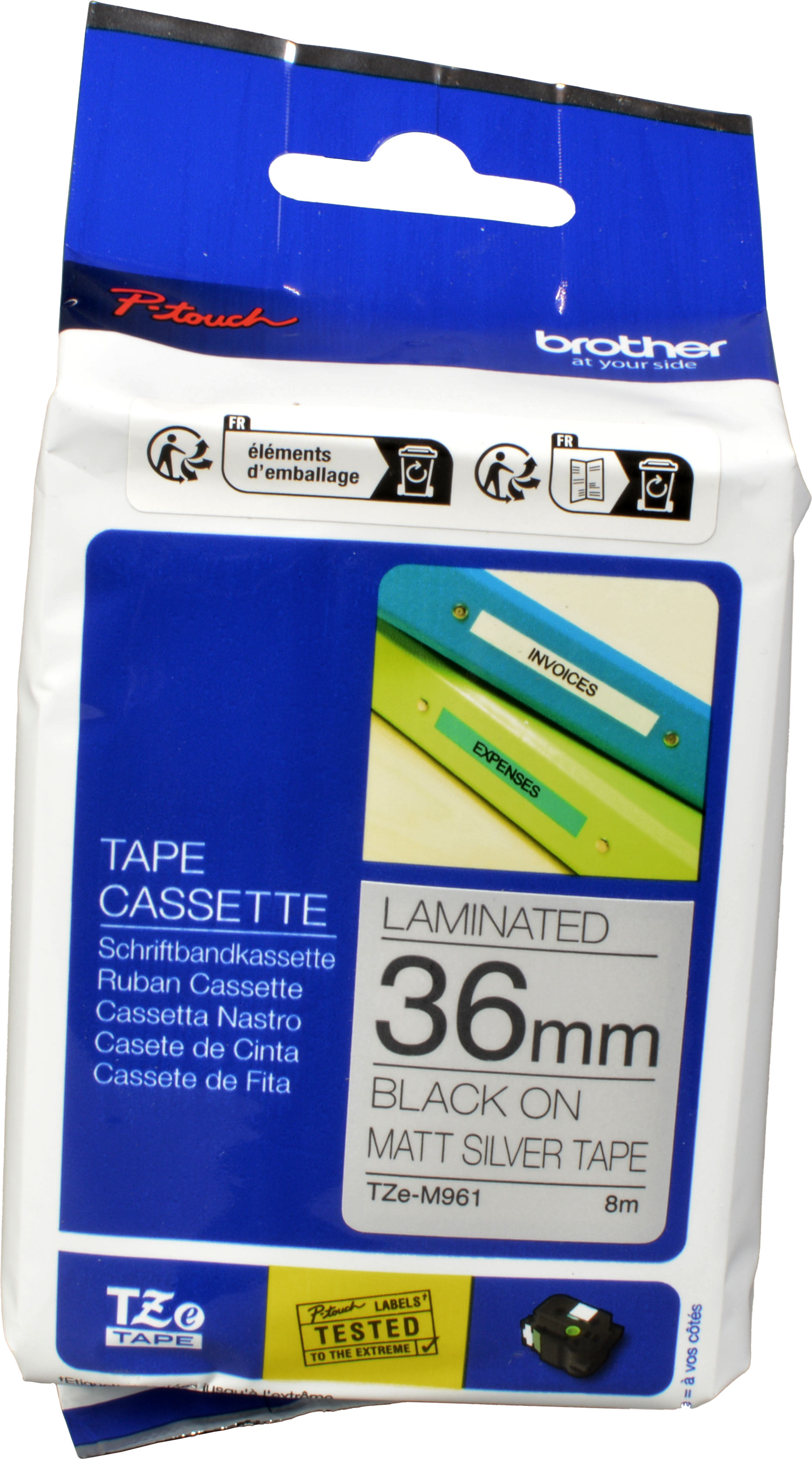 Brother P-Touch Band TZe-M961  schwarz auf silber matt  36mm / 8m