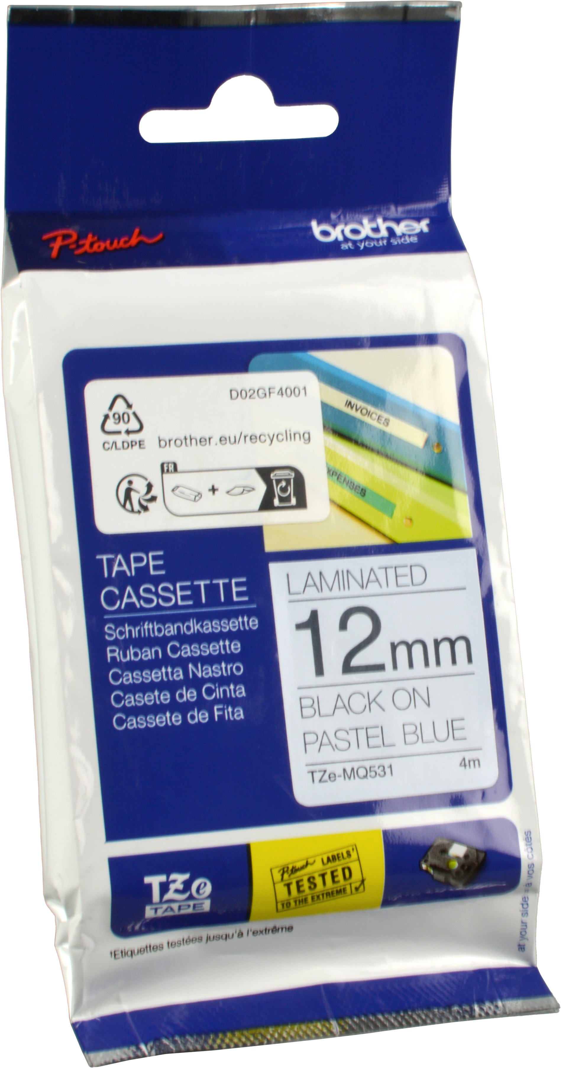 Brother P-Touch Band TZe-MQ531  schwarz auf pastell blau  12mm / 8m