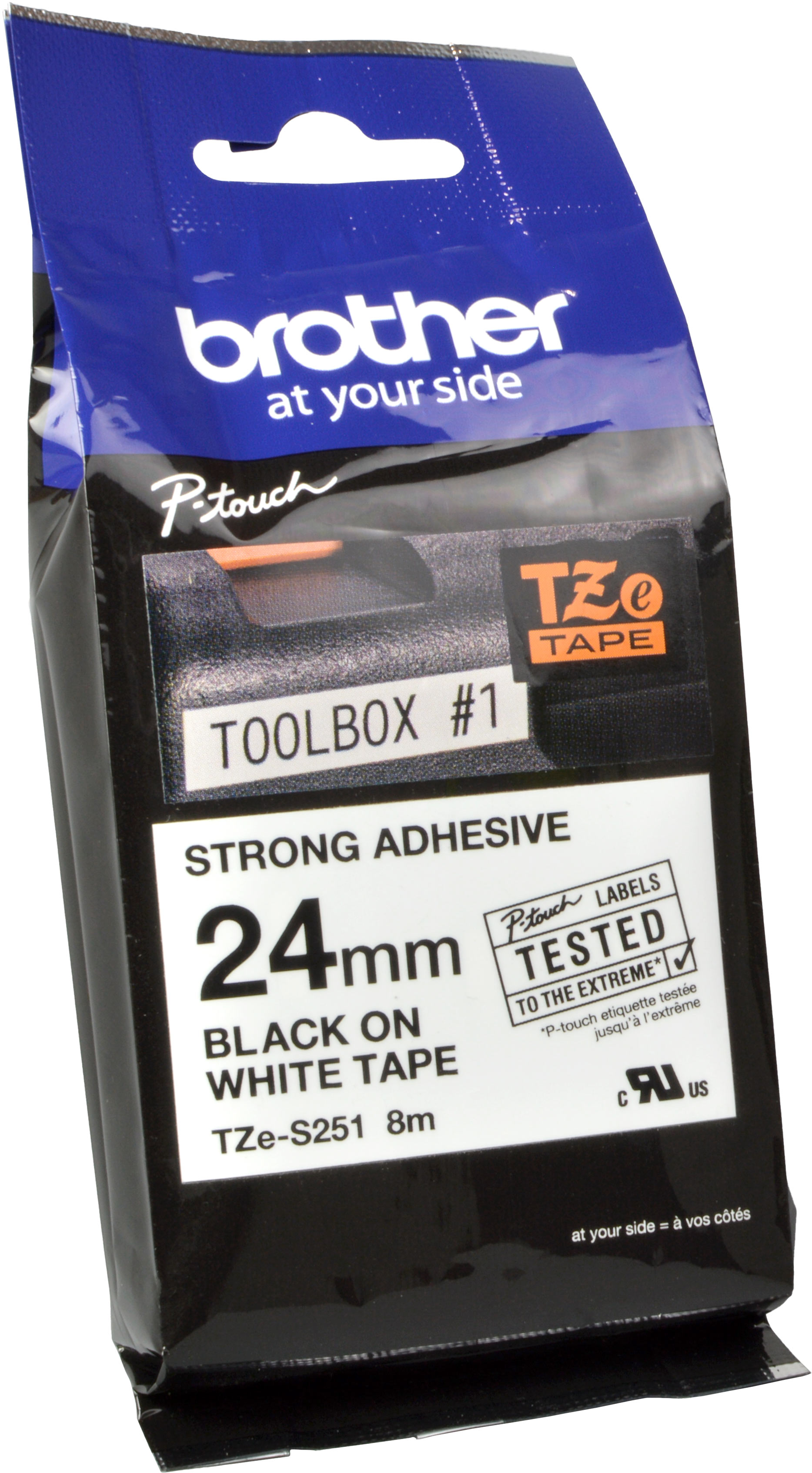 Brother P-Touch Band TZe-S251  schwarz auf weiß  24mm / 8m  laminiert