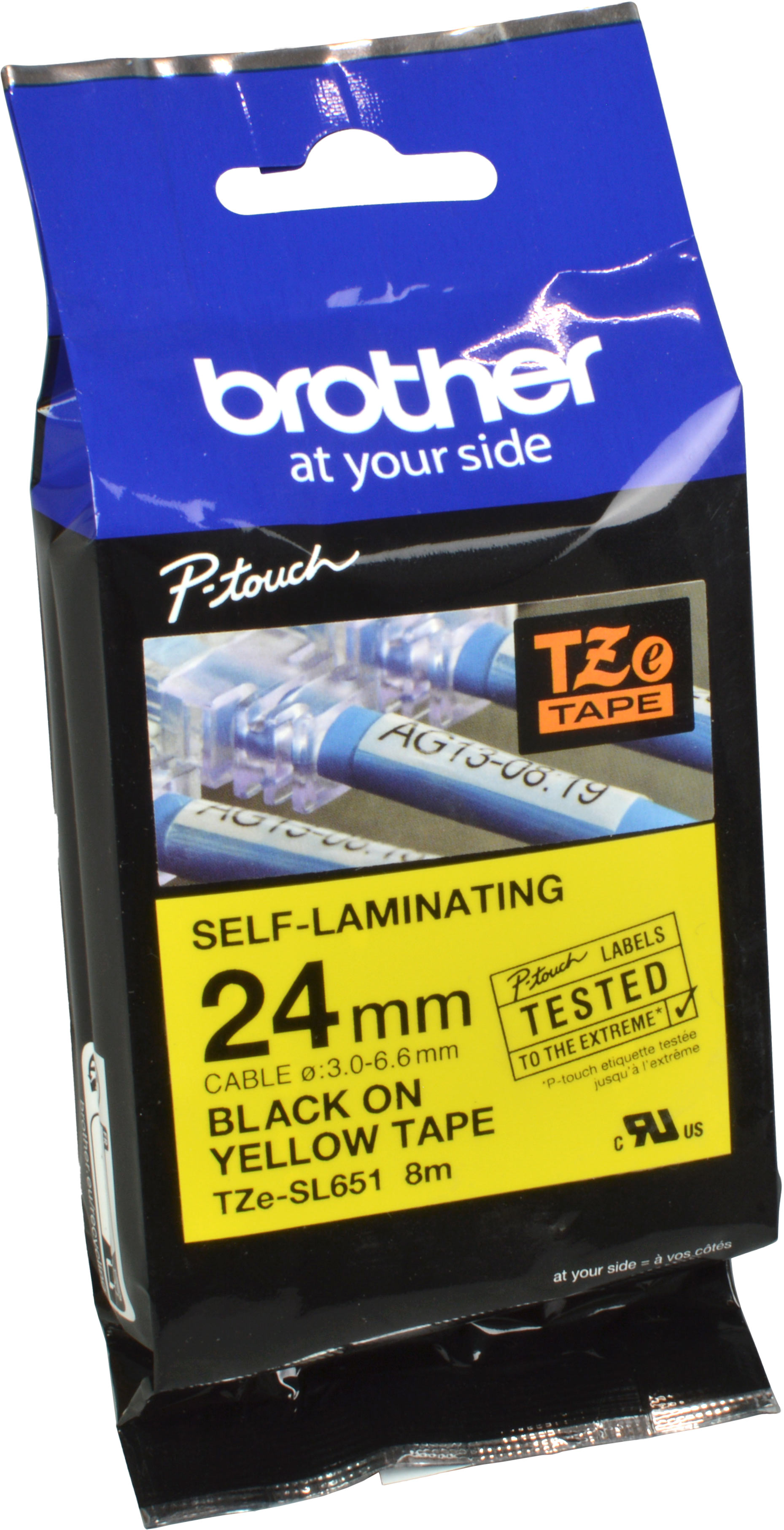 Brother P-Touch Band TZe-SL651 schwarz auf gelb 24mm / 8m laminiert