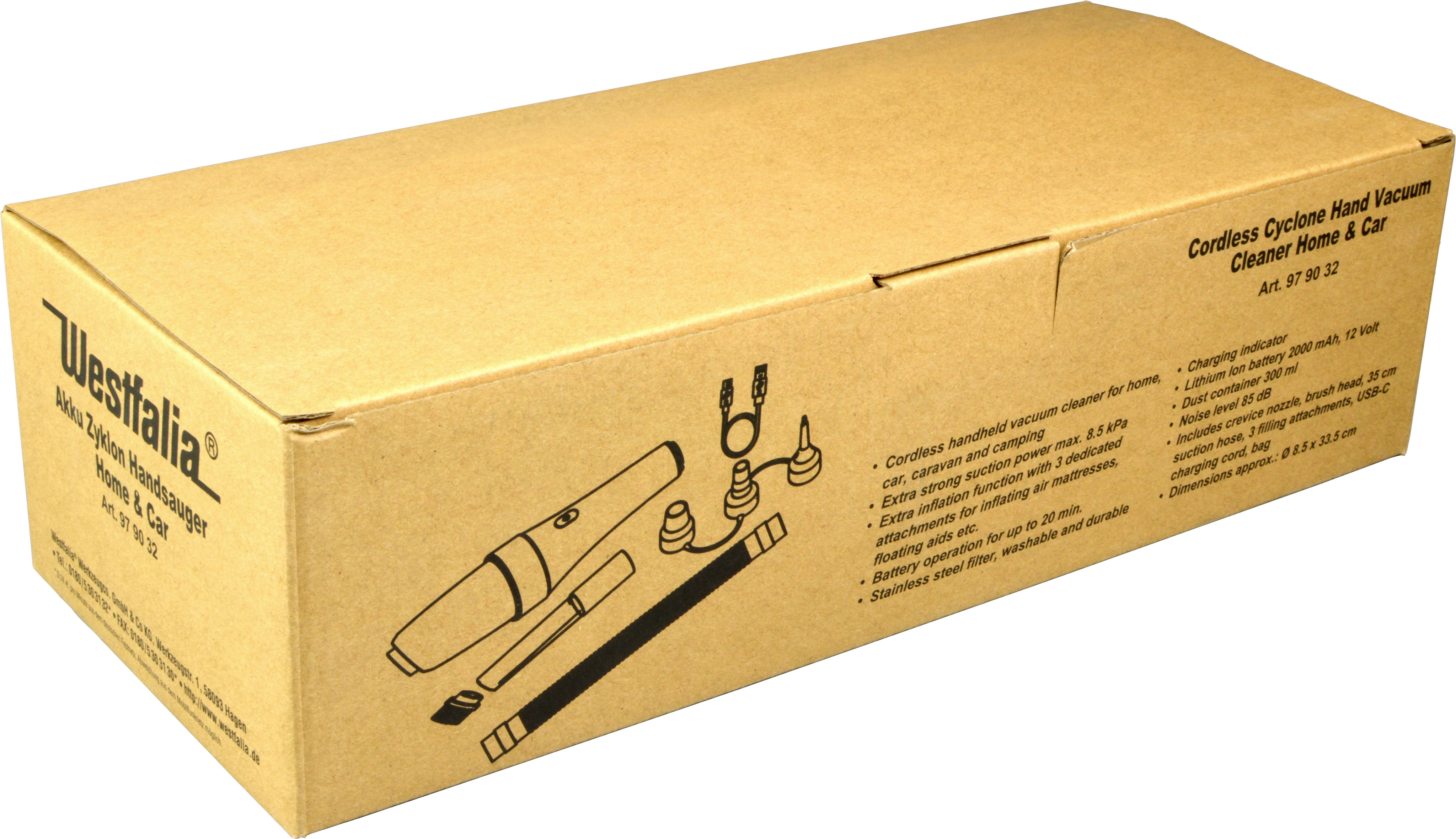Westfalia Akku Zyklon Handsauger 2000mAh USB mit Bürste &